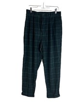Vintage 90s Womens 14 Micro Corduroy Tartan Plaid Pleated High Rise Pants Grunge