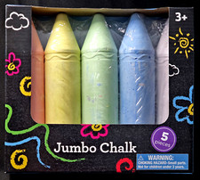 5 Piece JUMBO Sidewalk Chalk Set Ages 3 Sealed Purple Blue Green Yellow Pink