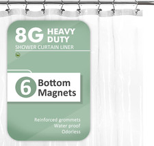 Clear Shower Curtain Liner PEVA with 6 Magnets Metal Grommets Waterproof 72"X84"