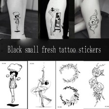 1PC Popular Black White Flowers Tattoos Sticker Temporary Drawing Body Art Fak  