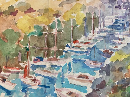 Schönes Gemälde auf Papier Aquarell Calanques Port Miou Georges Massa - Bild 3 von 10