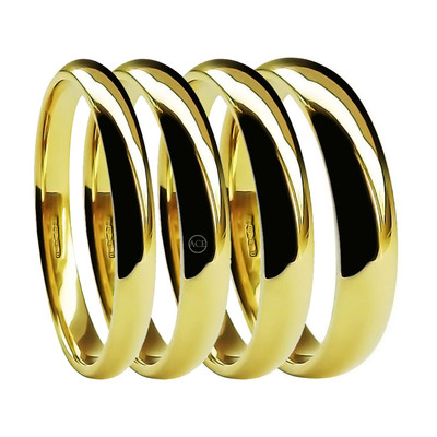 Hof-Eheringe 9 kt Gelbgold Mischung 2 mm 3 mm 4 mm 5 mm 6 mm UK HM 1,3 mm tief