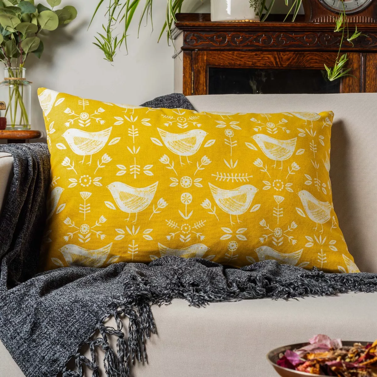 Ochre rectangular cushion hotsell