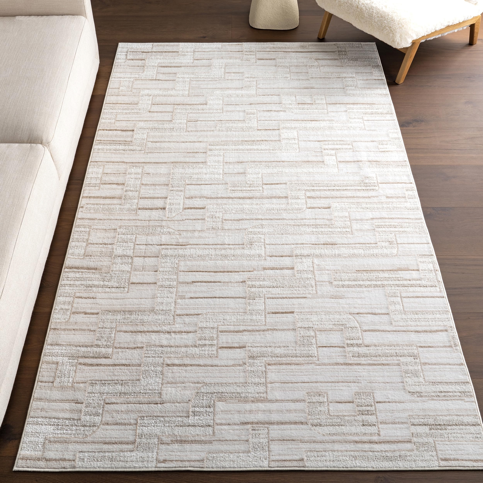 Geometric 3x5 Washable Accent Rug for Living Room Bedroom in Modern Cailin Design