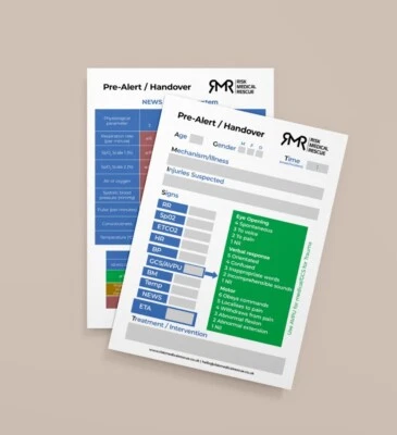 RISK MEDICAL RESCUE ATMIST / NEWS 2 Pocket Card Aide Memoire for Student / Paramedic / EMT / ECA