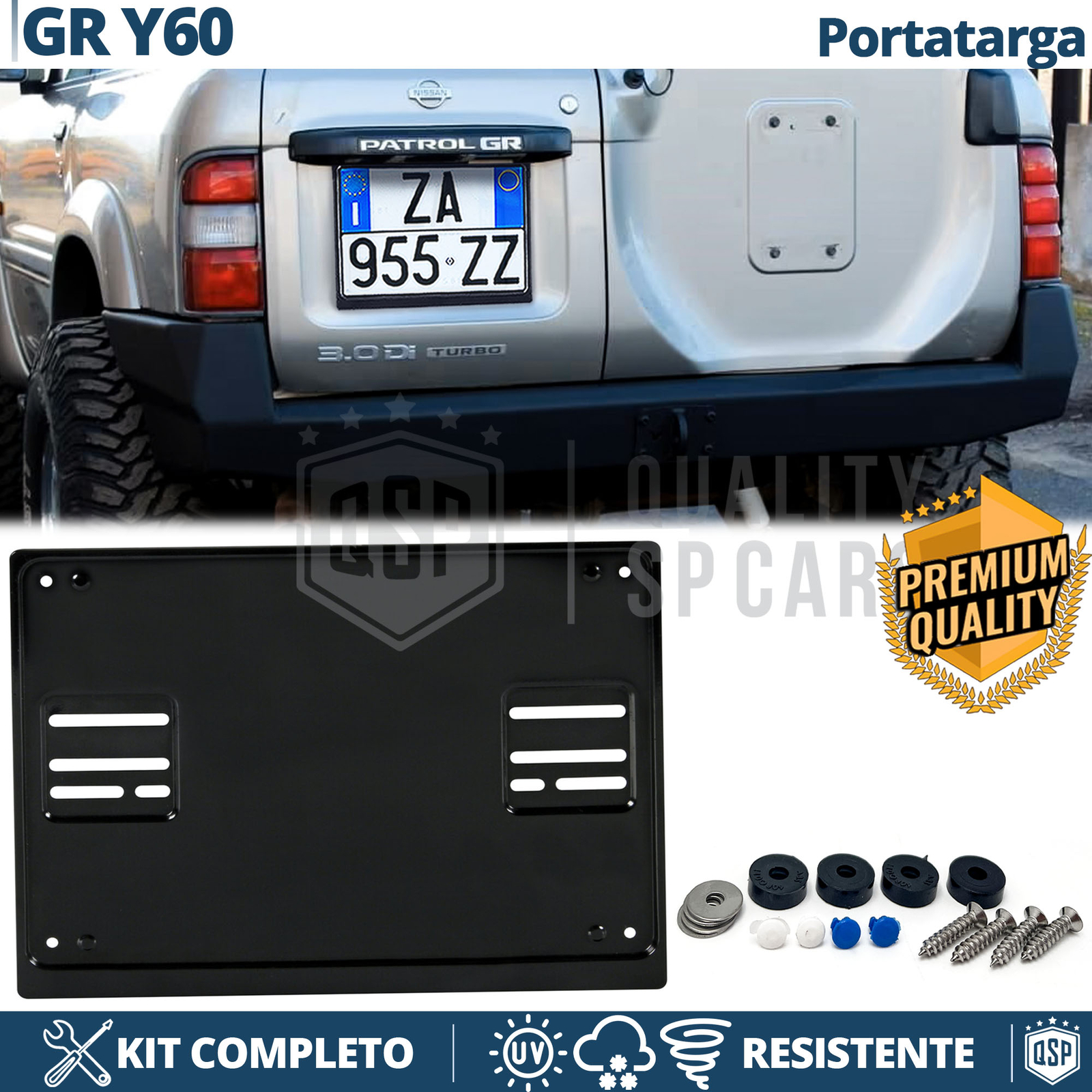 OFFERTA Kit Portatarga Posteriore Nissan Patrol Y60 Acciaio Inox