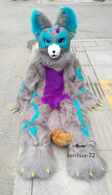 Husky Dog Fox Mascot Costume Long Fur Furry Costume Wolf Cosplay Fursuit #427