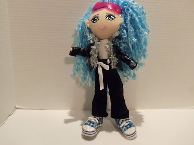 PUNK ROCK GIRL DOLL (MOVE ABLE LEGS-FEET- ARMS HEAD) (FAUX LEATHER JACKET)-RARE