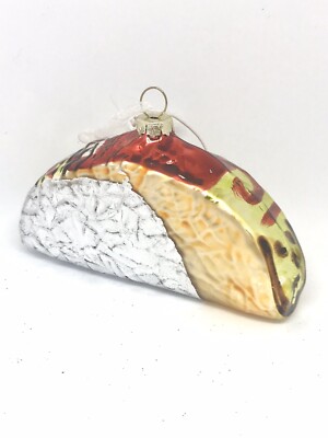 New Mexican Taco Whimsical Glass Christmas Tree Ornament Multi