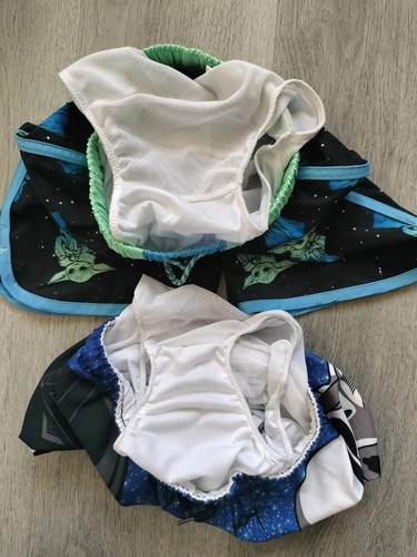 2x STAR WARS Boy's XS 4/5 Blue Swim Suits/Trunks/Board Shorts Yoda Grogu Vader - Picture 8 of 24