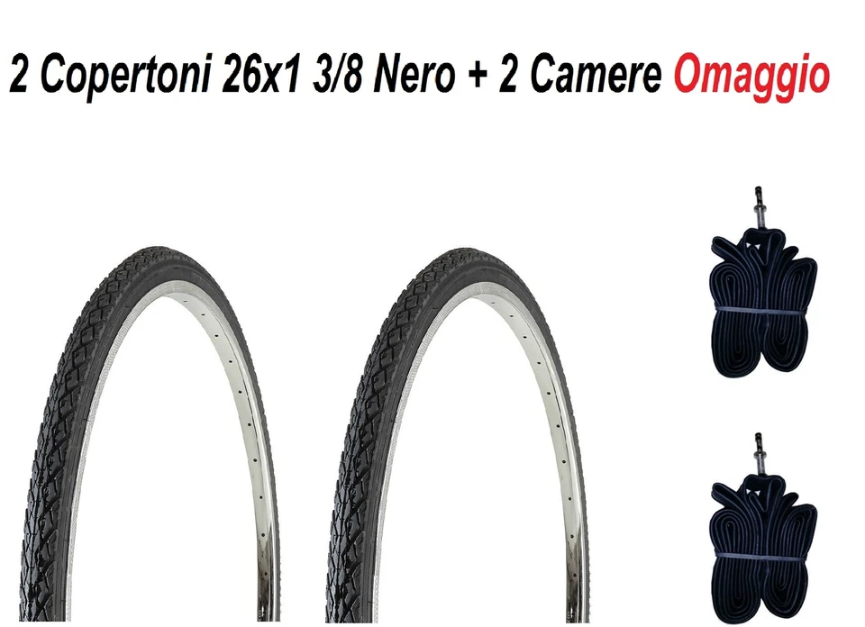 CHAOYANG 2 Copertoni Bici 26 Nero + 2 Camere Bicicletta 26x1 3/8 Olanda City Bike Gomme