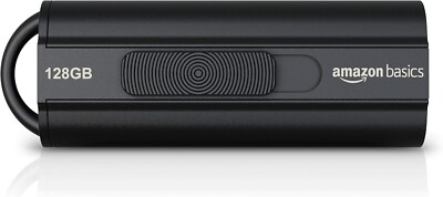Amazon Basics 128GB USB 3.1 Flash Drive - New Black High-Speed Data Storage