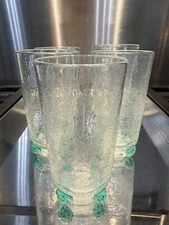 blenco art glass Crackle 5 1/2” Tall Glasses (5)