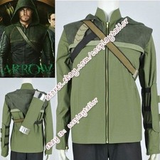 Green Arrow Cosplay Oliver Queen Green Costume Jacket Coat Outfits Uniform Top