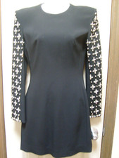 David Koma Short Black Dress with Crystals on Sleeve-Size Small