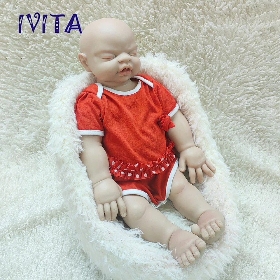 IVITA 19'' Handgemachte Puppen Rebornpuppen Blau Augen Mädchen Silikon Doll - Bild 2 von 4