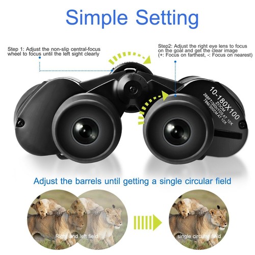 180x100 HD Power Military Binoculars Day/Night BAK4 Optics Hunting Camping Bag - Picture 8 of 12