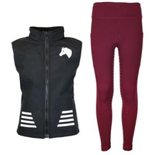 Reitset Kinder Softshell Reitweste Juli schwarz Reitleggings maroon MS-Trachten