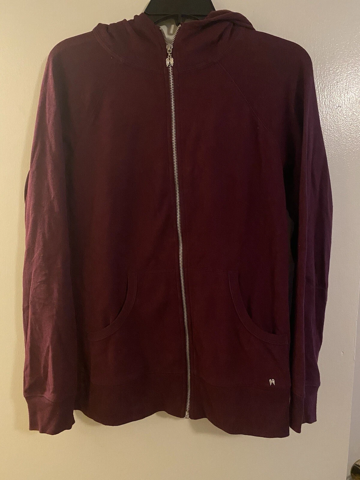 UNDERCOVER Felpa con cappuccio Victoria’s Secret Bling zip davanti taglia large colore tipo vino marrone carina