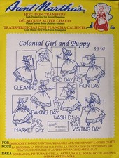 Uncut Aunt Martha  s Hot Iron Transfers - Colonial Girl and Puppy 3930