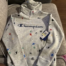 Champion Grey Sweatshirt With Multi Color Spots Boys Medium Brand New