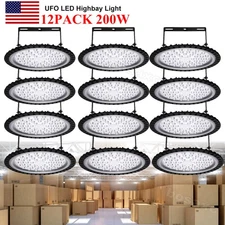 12Pack 200W 200 Watt UFO LED High Bay Light Commercial Bay Lighting Garage Lamp