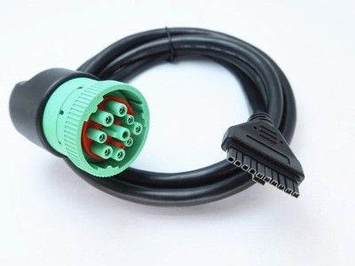 Green 9pin J1939 to 10pin Cable for PT30 ELD Logbook Compliant ECM w/DOT, Com...
