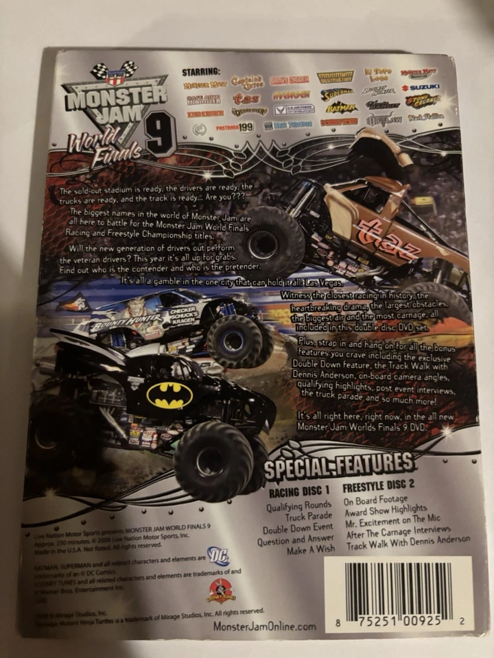 Monster Jam World Finals 9 (DVD, 2008, 2 DISC)  RARE OOP - Image 2 of 4