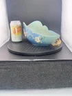 Roseville Pottery “Apple Blossom” Blue Low Vase w/ Handles #329-10” Chips