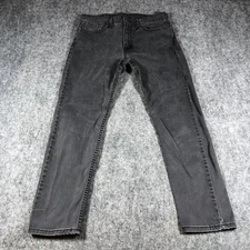 Levis 502 Jeans Mens 32x30 Black Gray Tapered Fit Stretch Denim Mid Rise