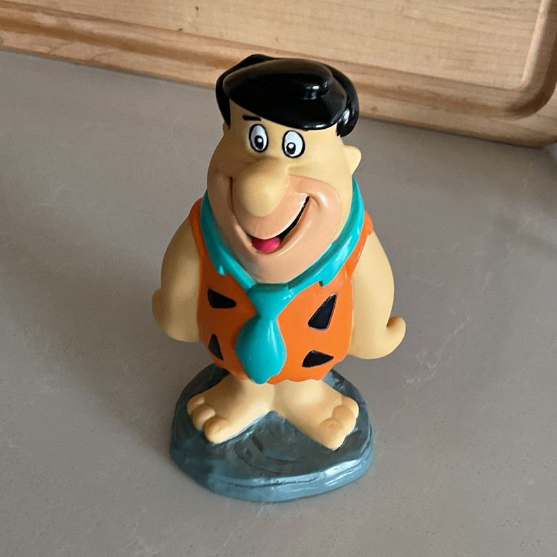 The Flintstones Fred Flintstone Plastic Character Piggy Bank Orange Blue Tie