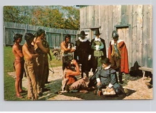 Vintage Plimoth Plantation Peace Treaty Reenactment Postcard MA1425