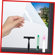 Frosted Glass Window Film with Tools,Reusable Window 17.5Inch×78.7Inch White