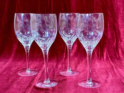 4 Orrefors Prelude Claret Clear Cut Crystal 7 3/8''  Wine Glasses
