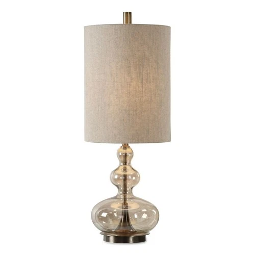 UTTERMOST 29538-1 FORMOSO AMBER GLASS TABLE LAMP WITH ANTIQUE BRASS TABLE LAMP - Picture 1 of 5