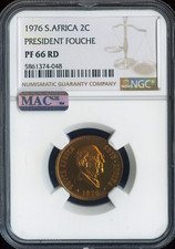 1976 South Africa 2 Cents 2C NGC PF66 RD Quality