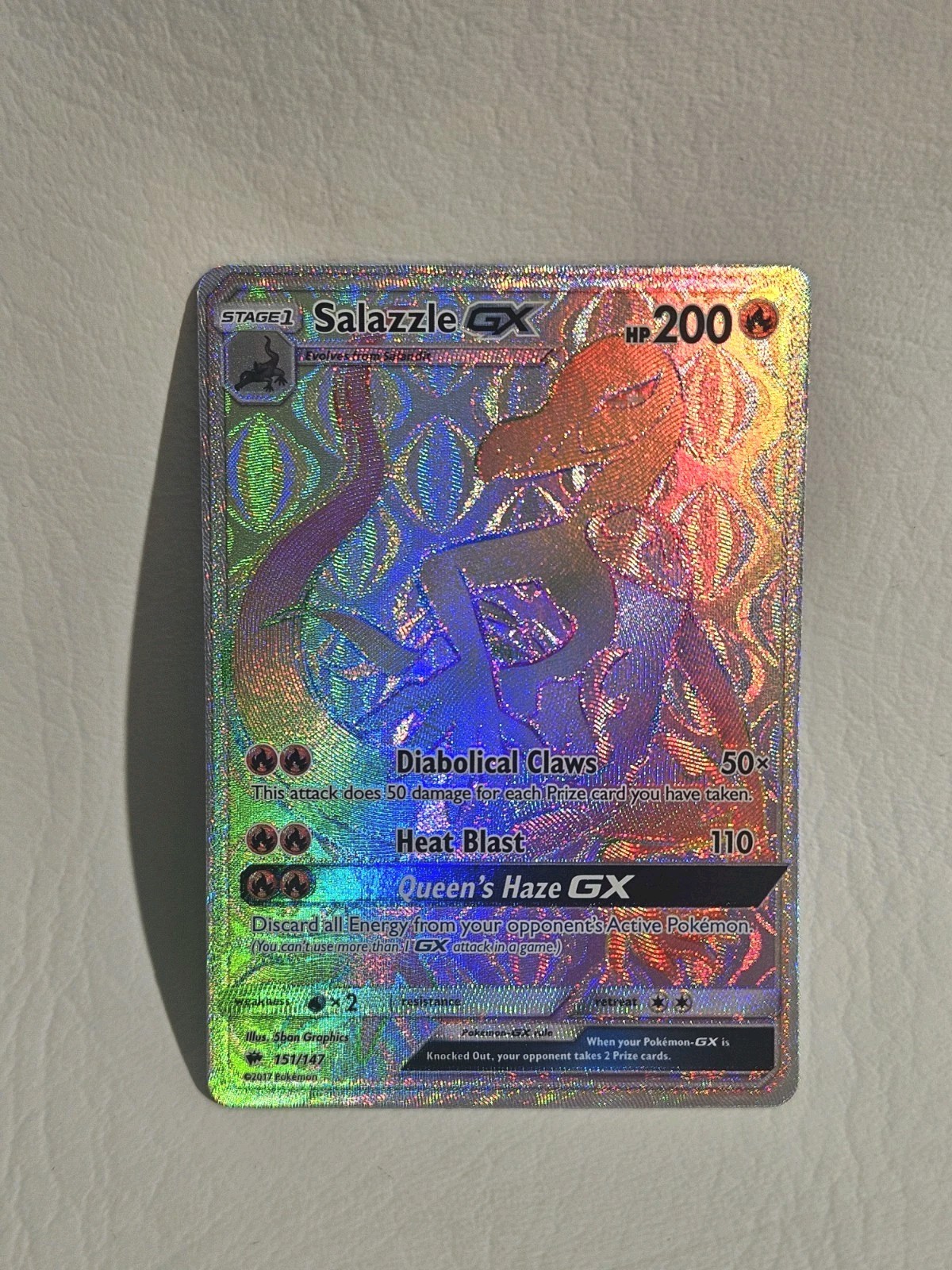 Salazzle GX (Secret) 151/147 SM Burning Shadows Holo NM