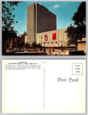 New York City Coliseum Columbus Circle Vintage Postcard Progressive Pub.