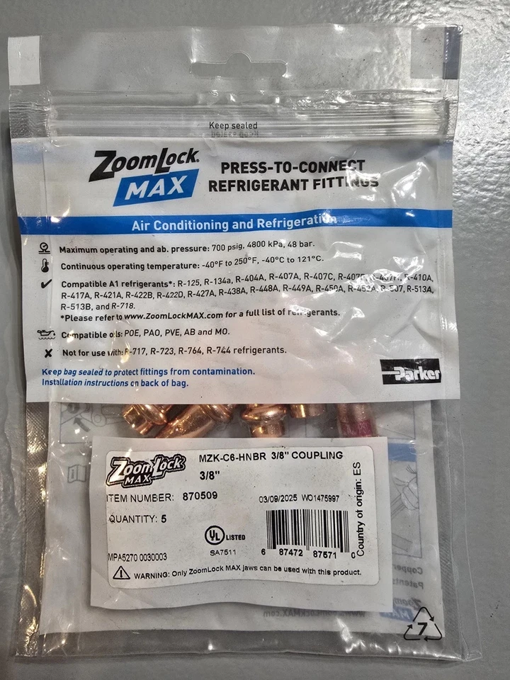 Parker ZoomLock Max 3/8" Coupling 5 Pack 870509