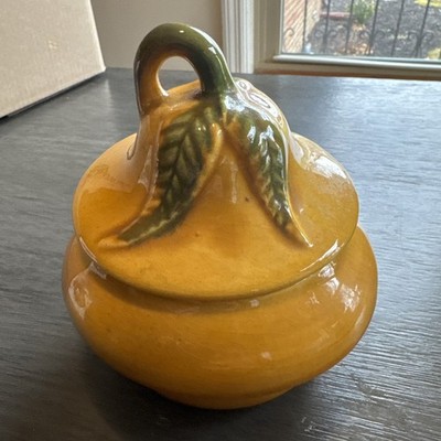 Vintage California CALIF USA Pottery Squash or Pear Shaped Jar Candy Dish #252