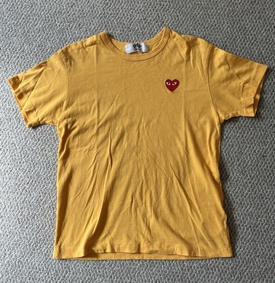 Comme des Garcons Play Men's Small Heart Logo T-Shirt Yellow, Size