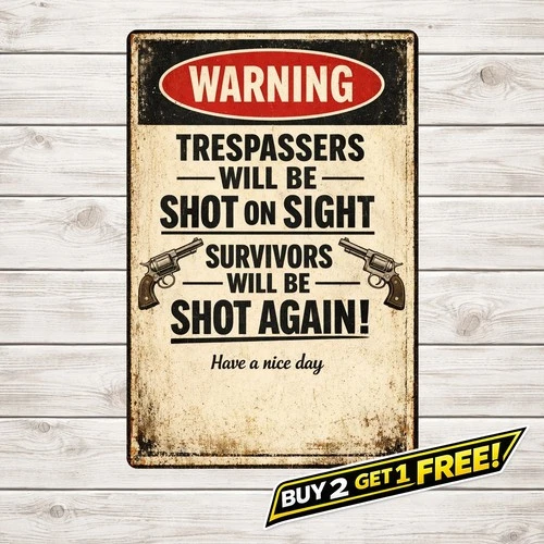 Property Patrolled By Cats Vintage 8x12 Funny Warning Tin Metal Sign Decor