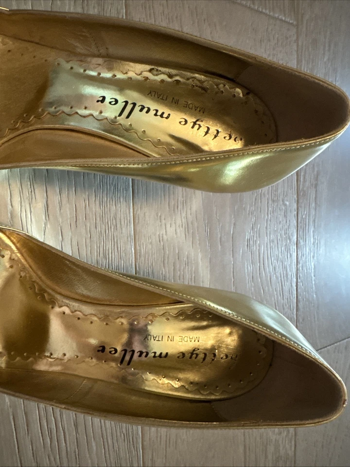 Туфли на каблуке Bettye Muller золотистая кожа с открытым носком 3 дюйма - размер 39,5 - Изображение 4 из 4