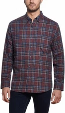 Weatherproof Vintage Men's Casual Soft Brushed Plaid Flannel Shirt, Red/Blue, L