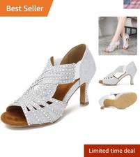 Women  s Rhinestone Dance Shoes for Ballroom, Salsa,  Latin - 2.5  Heels