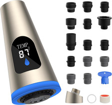 Pull down Kitchen Faucet Head Replacement, 4 Function LED Temperature Display Si