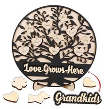 10" Mothers Day Gift for Mom Grandma Love Grows Here 10"L x 10"W Tree-Black