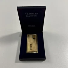 VINTAGE "RONSON VARAFLAME ELECTRONIC" POCKET BRASS GAS LIGHTER-MADE IN ENGLAND.