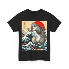 Catzilla Cat Japanese Art Funny Cat Gifts For Men Women Kid T-Shirt