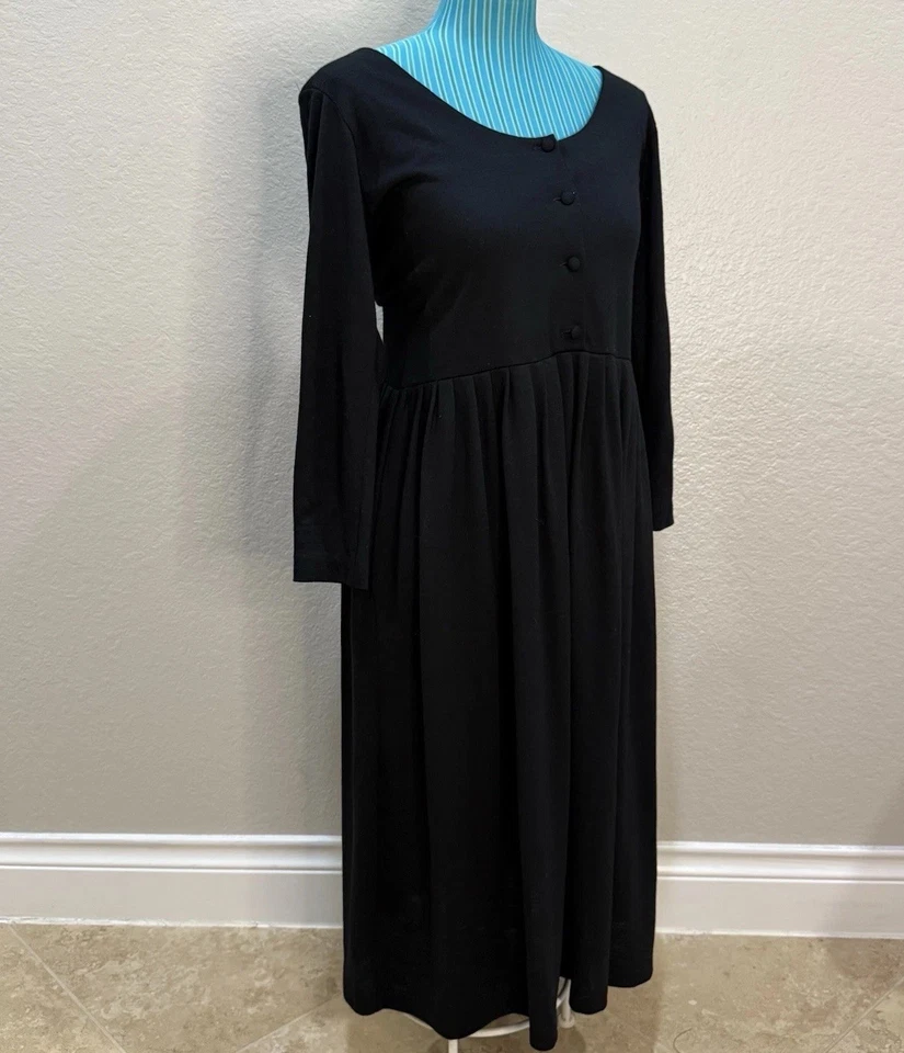 Vestido De Colección Laura Ashley Cápsula Negro Bruja Lana Abotonada Oscuro Romántico Gótico S Foto 2 de 4